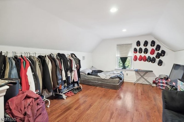 234 Lt Glenn Zamorski Dr, Elizabeth City, NJ 07206 - bedroom featuring vaulted ceiling, wood finished floors, and recessed lighting