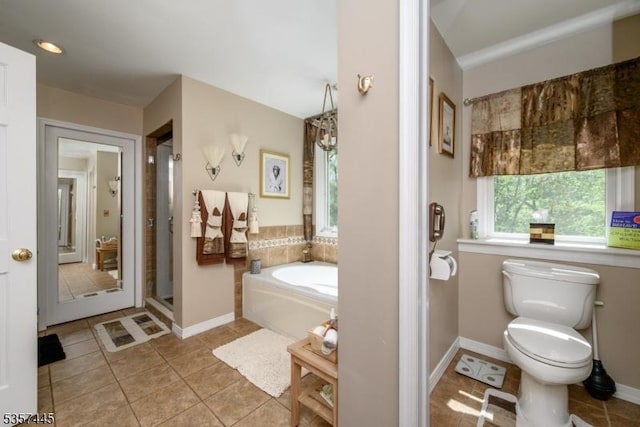 49 Sliker Rd, Lebanon Twp, NJ 08826 - full bath with tile patterned floors, plenty of natural light, a shower stall, and a garden tub
