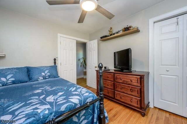 49 Sliker Rd, Lebanon Twp, NJ 08826 - bedroom with light wood-style floors and ceiling fan