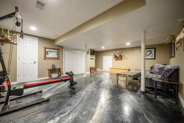 49 Sliker Rd, Lebanon Twp, NJ 08826 - workout room with baseboards and recessed lighting