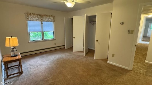 10 Deerpath Rd, Lebanon Twp, NJ 07830 - unfurnished bedroom with a baseboard heating unit, carpet, baseboards, and a closet