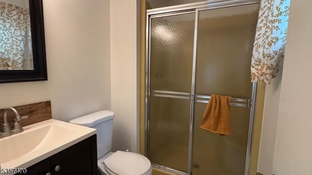 10 Deerpath Rd, Lebanon Twp, NJ 07830 - bathroom with a stall shower, toilet, and vanity