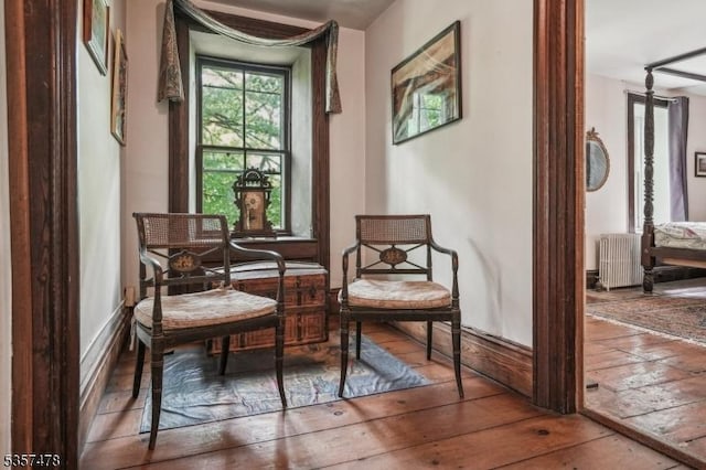 19 E Mill Rd, Washington Twp, NJ 07853 - sitting room featuring radiator heating unit and hardwood / wood-style floors