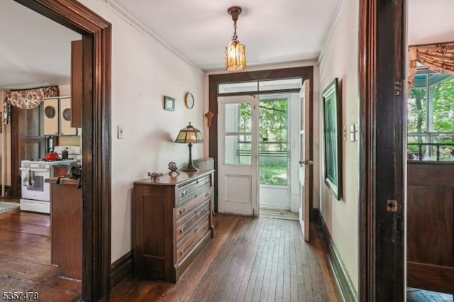 19 E Mill Rd, Washington Twp, NJ 07853 - entrance foyer with dark wood-type flooring, crown molding, and baseboards