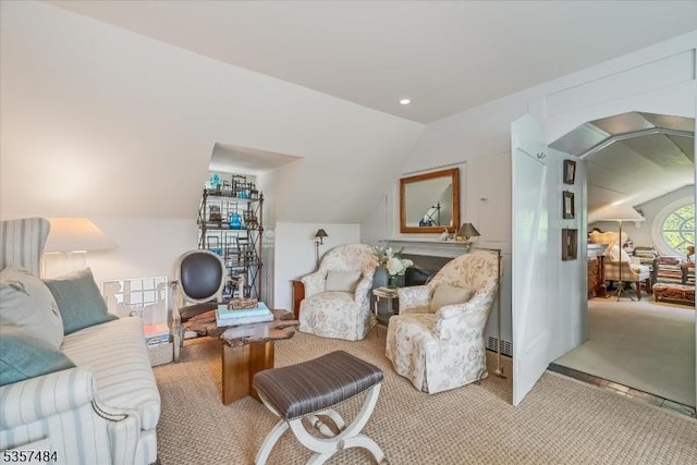 167 Lake End Rd, Rockaway Twp, NJ 07435 - carpeted living room with lofted ceiling