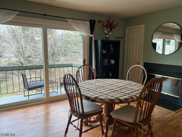 dining area with wood finished floors