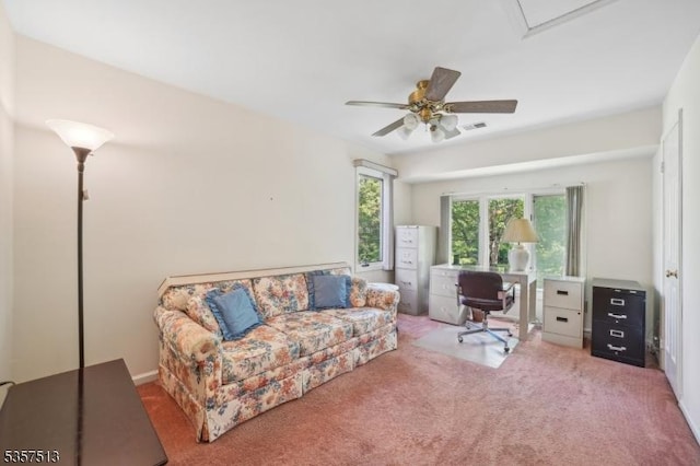 69 Village Dr, Bernards Twp, NJ 07920 - office with ceiling fan and carpet flooring