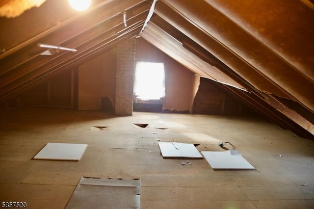 view of unfinished attic