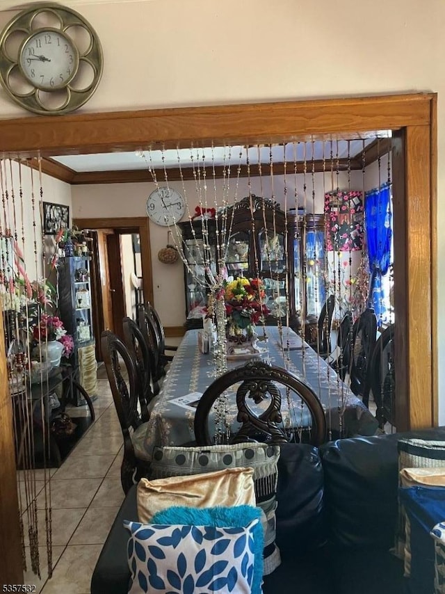 dining area with tile patterned floors