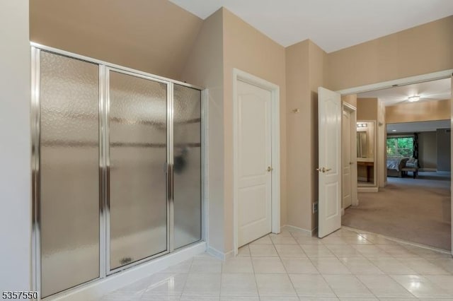 102 Independence Dr, Bernards Twp, NJ 07920 - bathroom featuring a shower stall, tile patterned flooring, and baseboards