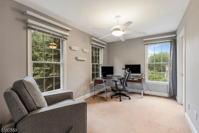 102 Independence Dr, Bernards Twp, NJ 07920 - carpeted home office featuring baseboards and ceiling fan