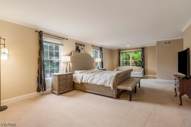 102 Independence Dr, Bernards Twp, NJ 07920 - bedroom featuring crown molding, light colored carpet, and baseboards