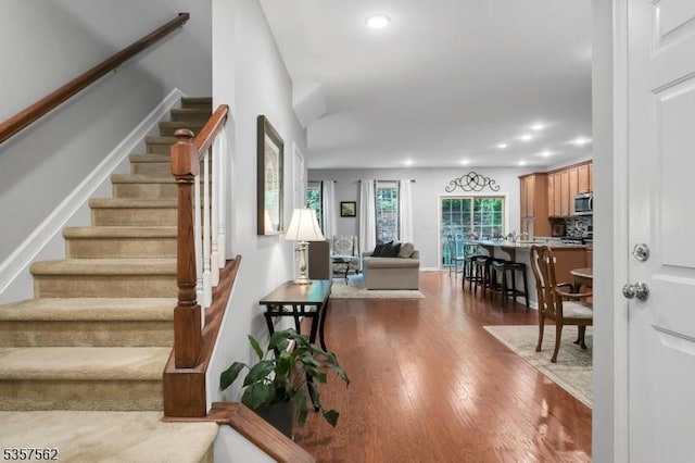 18 Brompton Pl, Randolph Twp, NJ 07869 - staircase with recessed lighting and wood finished floors
