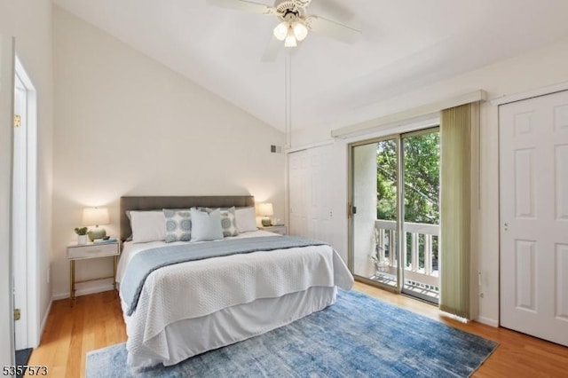 9 Larkin Unit 9, West Orange Twp, NJ 07052 - bedroom with access to outside, wood finished floors, lofted ceiling, ceiling fan, and baseboards