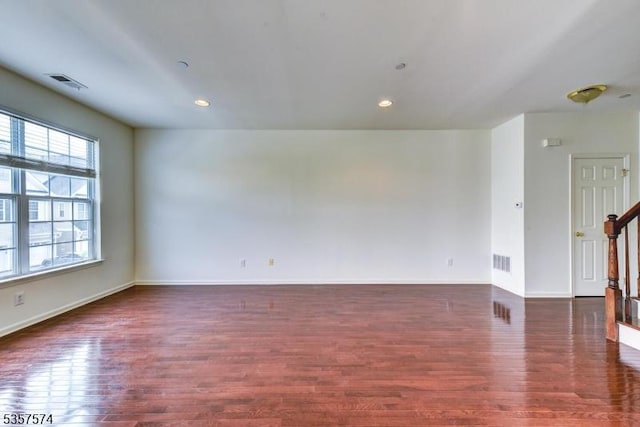 16 Swing Bridge Ln, South Bound Brook Boro, NJ 08880 - empty room featuring wood finished floors, stairs, and recessed lighting