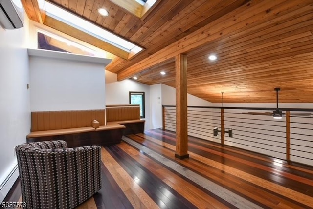 203 Stanhope Rd, Sparta Twp, NJ 07871 - relaxing sauna featuring a skylight, hardwood / wood-style flooring, wood ceiling, and recessed lighting