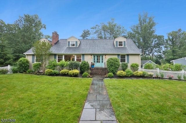 25 Woodcliff Dr, Madison Boro, NJ 07940 - cape cod house featuring a chimney, brick siding, and a shingled roof