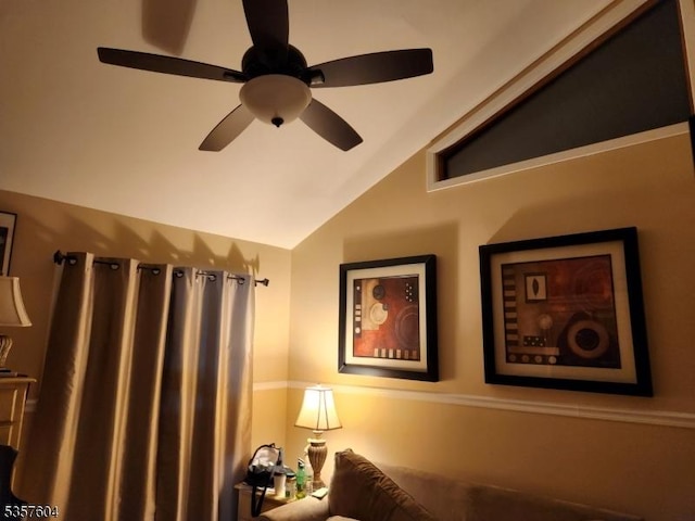 115 Seminole Rd Unit 115, Andover Twp, NJ 07848 - living area featuring lofted ceiling and ceiling fan