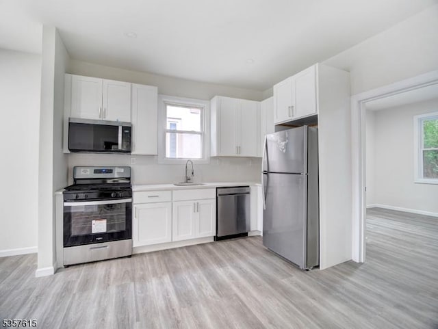191 Matthew St, City Of Orange Twp, NJ 07050 - kitchen with stainless steel appliances, a sink, light wood-type flooring, and white cabinetry