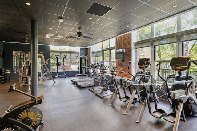 262 Main St, Little Falls Twp, NJ 07424 - exercise room featuring ceiling fan and a paneled ceiling