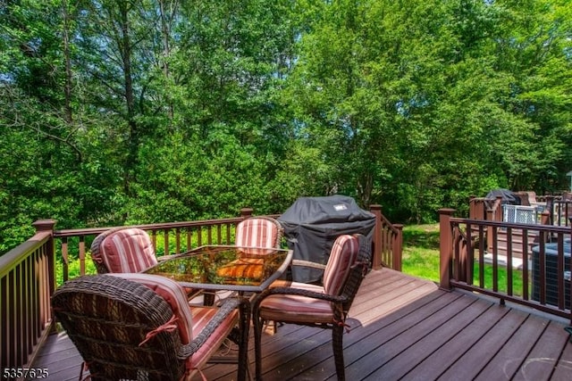 10 Cooper Ln, Long Hill Twp, NJ 07946 - wooden deck featuring outdoor dining space and grilling area