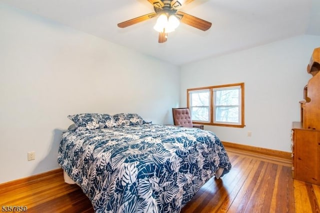 100 W Hanover Ave, Morris Twp, NJ 07950 - bedroom with wood-type flooring, a ceiling fan, and lofted ceiling