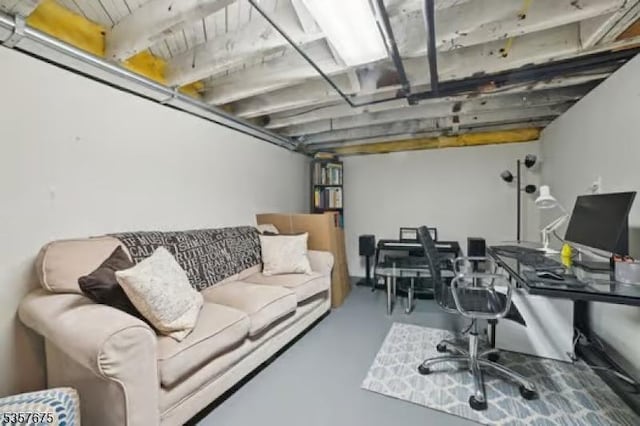 office area featuring concrete flooring