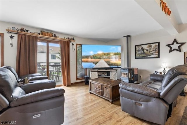 287 Cheyenne Rd, Andover Twp, NJ 07848 - living area featuring light wood-type flooring and a wood stove