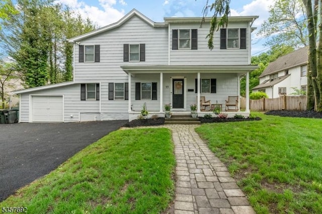 77 E Main St, Mendham Boro, NJ 07945 - view of front of house with covered porch and asphalt driveway