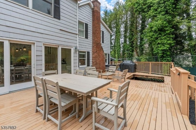 77 E Main St, Mendham Boro, NJ 07945 - wooden deck with area for grilling and outdoor dining space