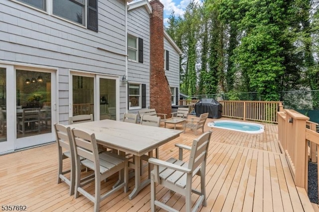77 E Main St, Mendham Boro, NJ 07945 - wooden terrace with outdoor dining area and grilling area