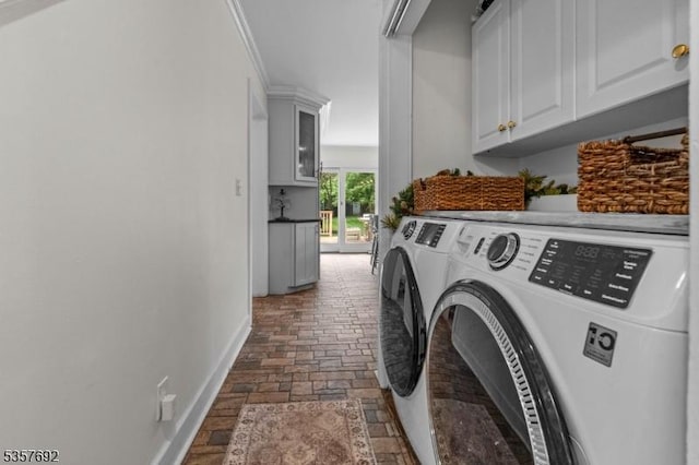 77 E Main St, Mendham Boro, NJ 07945 - washroom featuring independent washer and dryer, cabinet space, and baseboards