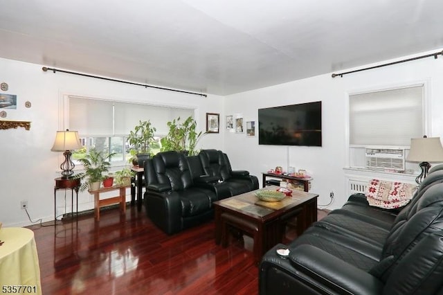 living room with wood finished floors