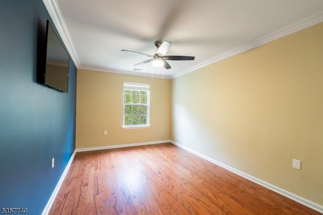 302 Waterview Ct, Hanover Twp, NJ 07927 - spare room featuring ceiling fan, wood finished floors, crown molding, and baseboards