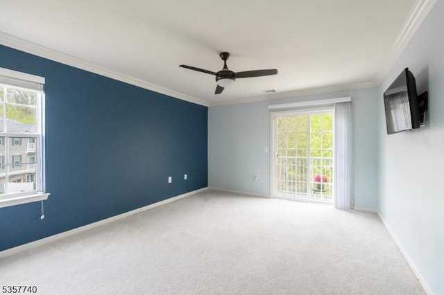 302 Waterview Ct, Hanover Twp, NJ 07927 - carpeted spare room with healthy amount of natural light, crown molding, ceiling fan, and baseboards