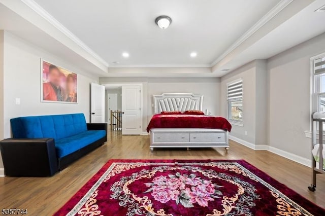 783 Aborn Ave, Woodbridge Twp, NJ 07095 - bedroom with a raised ceiling, wood finished floors, ornamental molding, baseboards, and recessed lighting