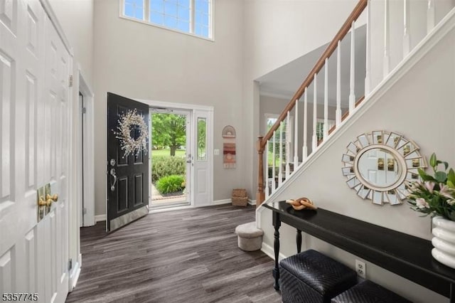 4 Rachel Ct, Greenwich Twp, NJ 08886 - foyer featuring a towering ceiling, stairway, plenty of natural light, and baseboards