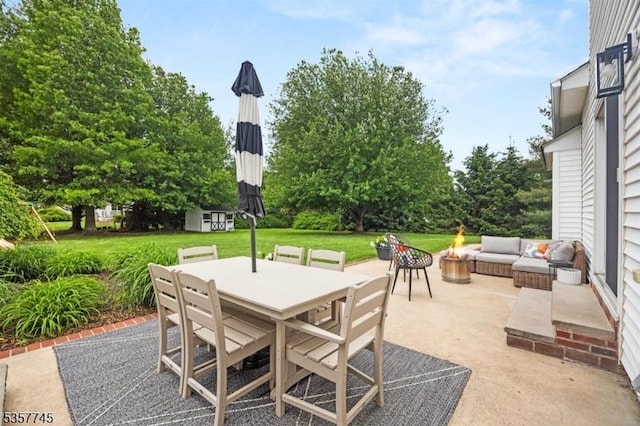 4 Rachel Ct, Greenwich Twp, NJ 08886 - view of patio / terrace featuring outdoor dining area and an outdoor living space with a fire pit