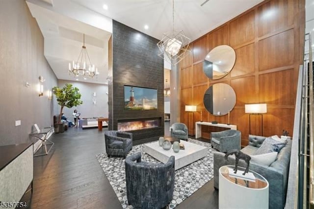 201 Marin Blvd Unit 1507, Jersey City, NJ 07302 - lobby featuring a towering ceiling, wooden walls, and recessed lighting