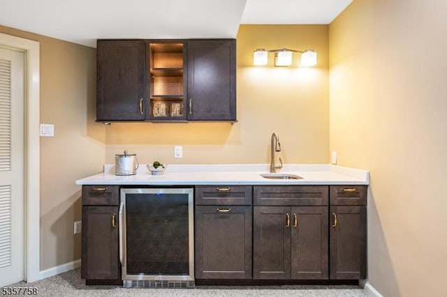 8 Sevell Cir Unit 8, Clark Twp, NJ 07066 - bar area featuring wine cooler, a sink, and baseboards