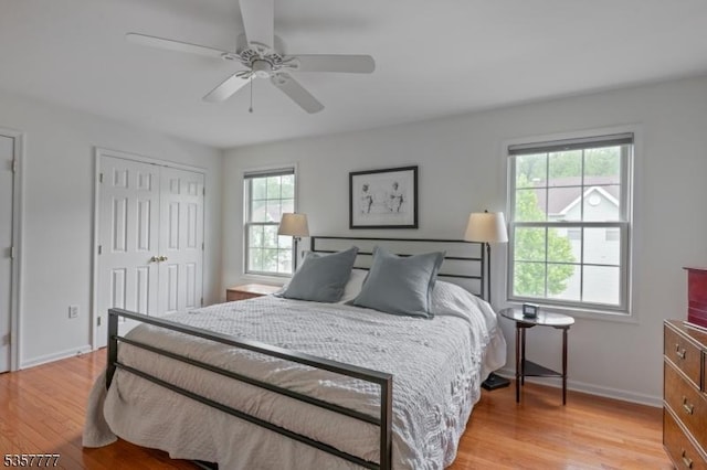 15 Riga Ct, Scotch Plains Twp, NJ 07076 - bedroom with light wood finished floors, baseboards, a closet, and ceiling fan