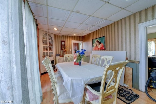 111 Long Hill Rd, Little Falls Twp, NJ 07424 - dining room with light wood-style flooring, recessed lighting, and wallpapered walls