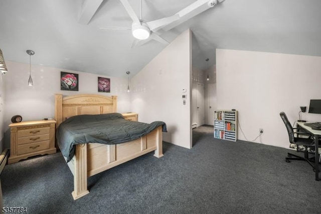 40 Laura Ave, Nutley Twp, NJ 07110 - carpeted bedroom with lofted ceiling, a desk, and ceiling fan
