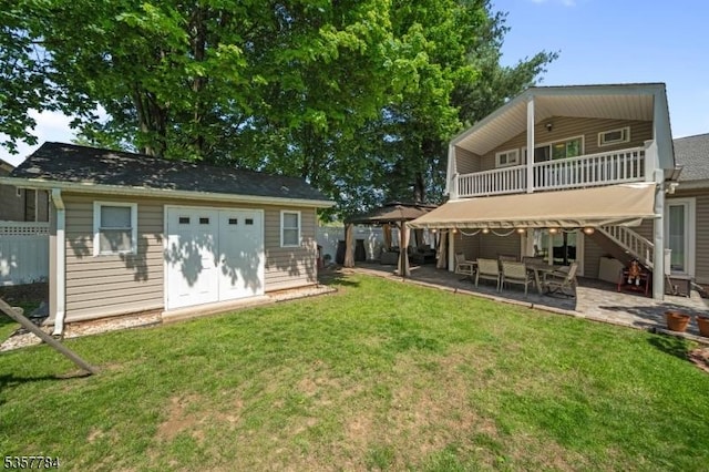 40 Laura Ave, Nutley Twp, NJ 07110 - rear view of house featuring a gazebo, an outbuilding, a patio, and stairs