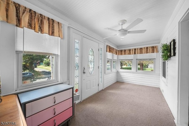 40 Laura Ave, Nutley Twp, NJ 07110 - foyer entrance with a ceiling fan and carpet