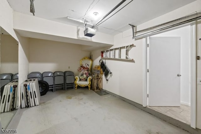 garage with a garage door opener