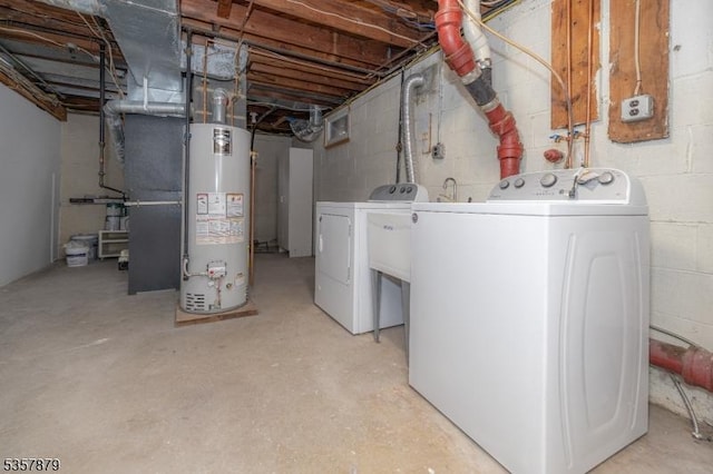 7 Winslow Ave, East Brunswick Twp, NJ 08816 - unfinished below grade area featuring water heater, separate washer and dryer, and concrete block wall