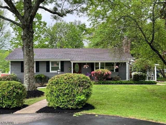 125 Annandale High Bridge Rd, Clinton Twp, NJ 08801 - ranch-style home with a chimney, a front lawn, and roof with shingles