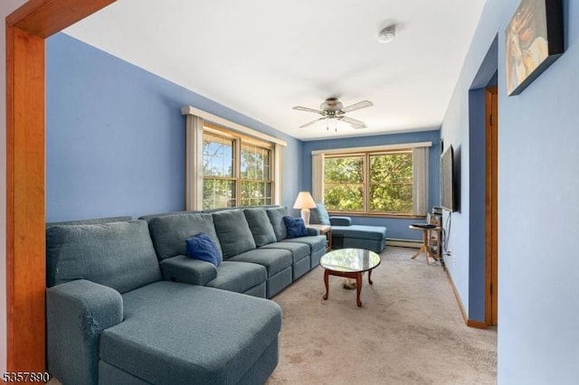 125 Annandale High Bridge Rd, Clinton Twp, NJ 08801 - living area featuring light colored carpet, ceiling fan, and baseboards