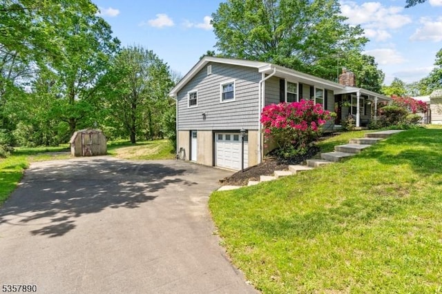 125 Annandale High Bridge Rd, Clinton Twp, NJ 08801 - view of front of house featuring driveway, a front lawn, a chimney, and a garage